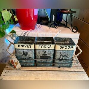 🔥Galvanized Metal Utensil Holder with Caddy🔥